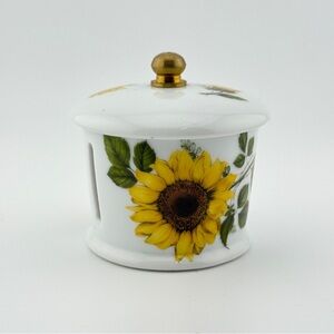 Vintage House of Prill Sunflower Porcelain Stamp Holder Desk Decor
